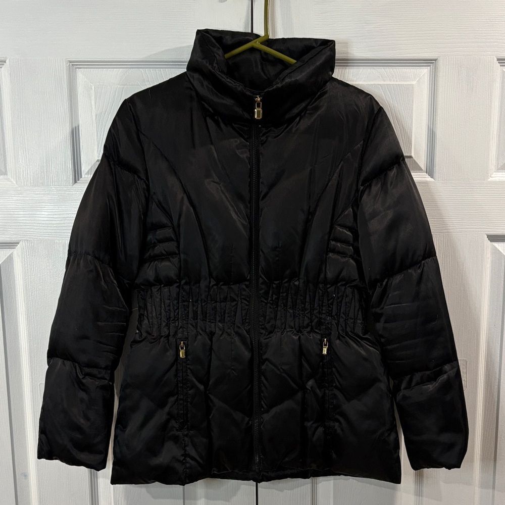 Laundry by Shelli Segal Coat Cinched Waist Puffer Jacket